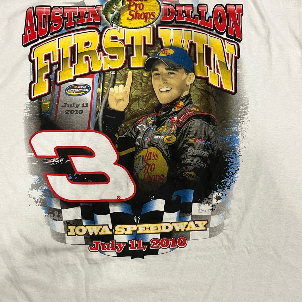 White Austin Dillon Graphic T-Shirt, First Win, NASCAR, XXL